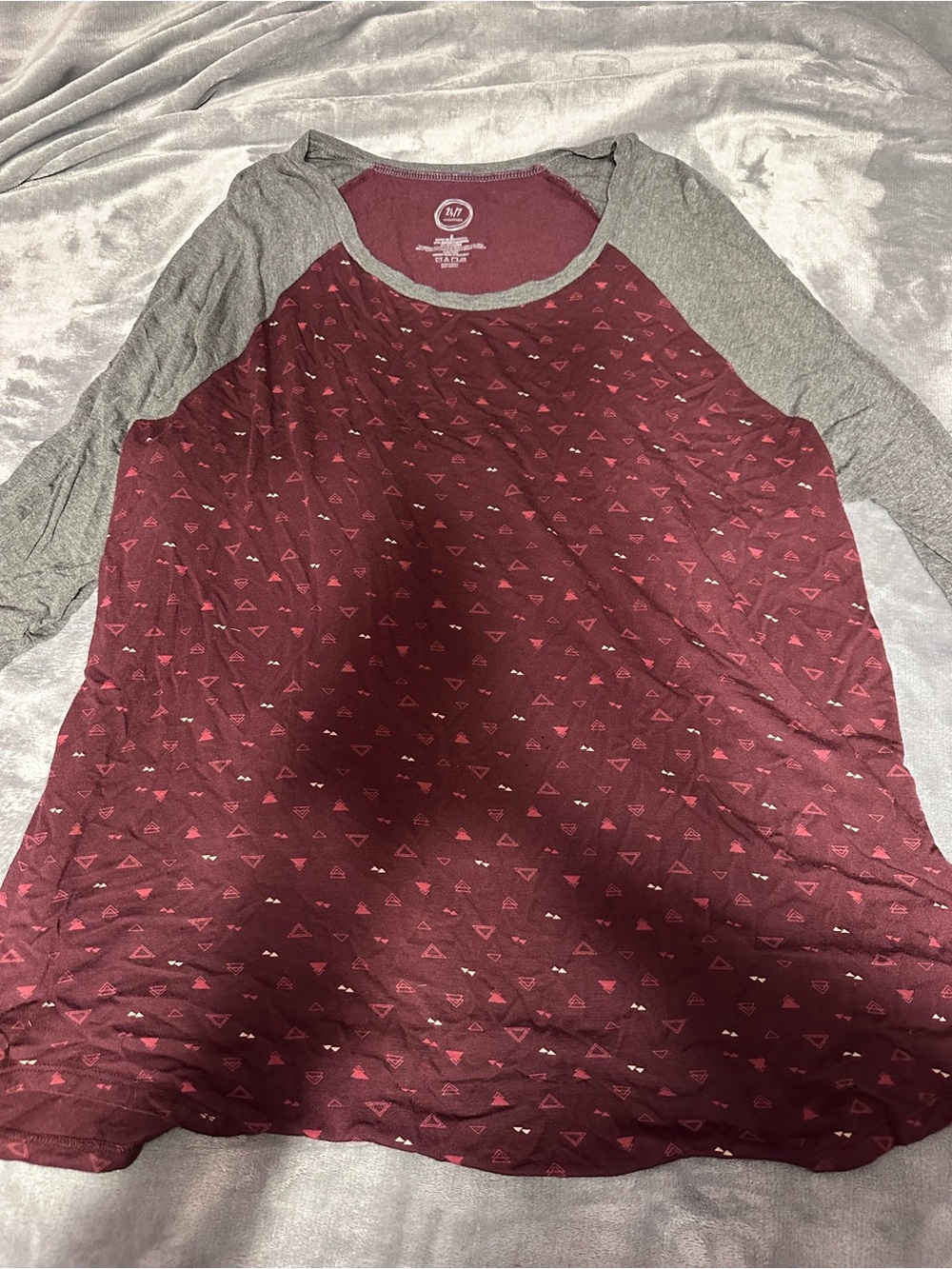 Maurices Maroon & Gray Raglan Long Sleeve Tee